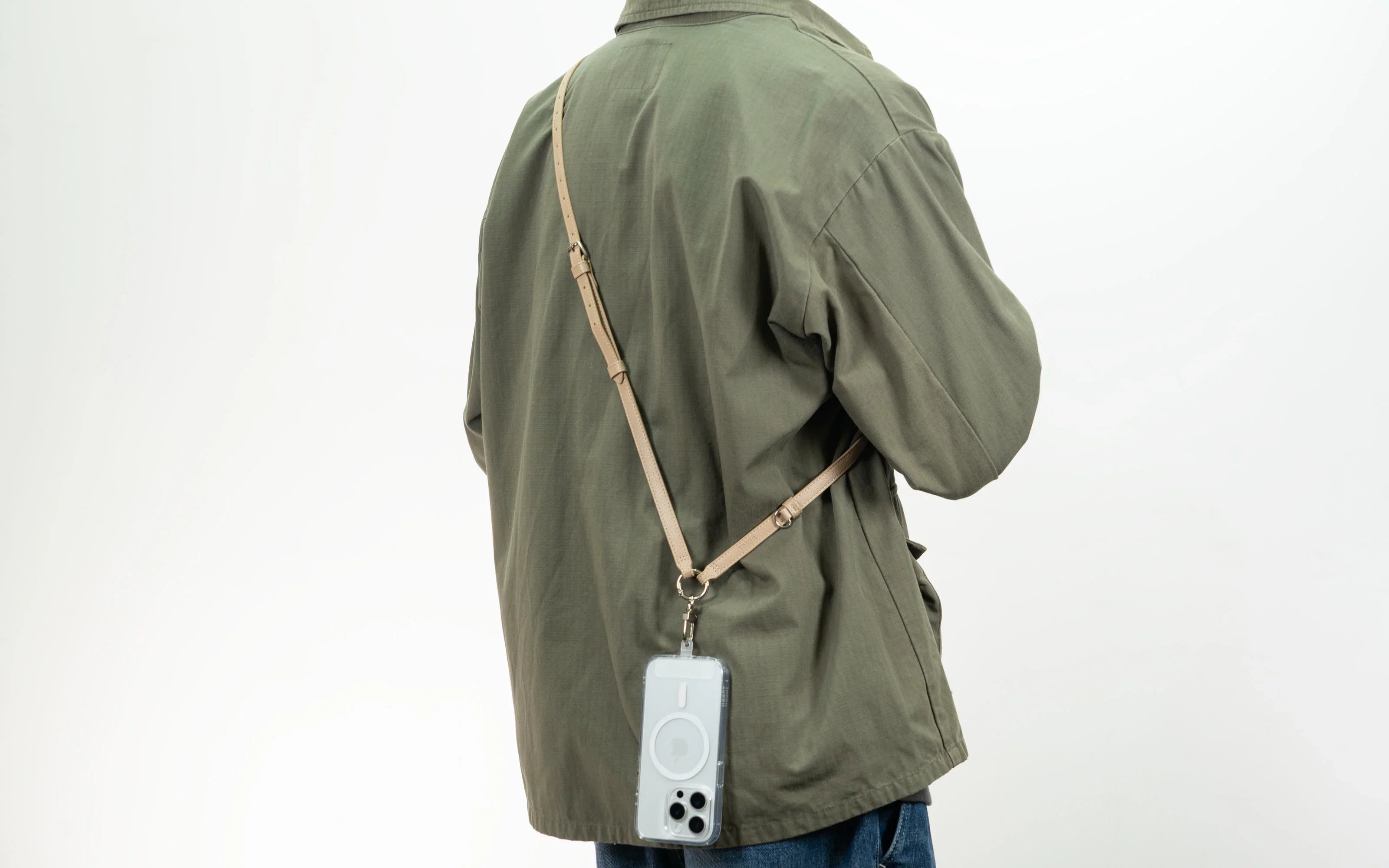 Torrii Knotty Leather Crossbody Strap – Khaki - Tashqila Torrii Knotty Leather Crossbody Strap – Khaki - Tashqila
